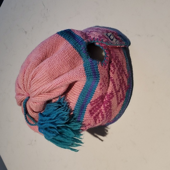 Merkley Headgear Canada Ski Hat Beanie Cap Toque Pink Women's Aztec Adjustable - Picture 6 of 6